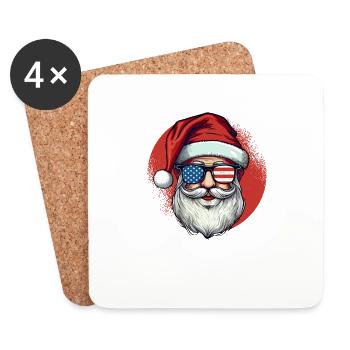 Santa Claus Patriotic USA Sunglasses - Coasters (set of 4) - white - Front
