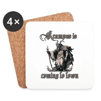 Scary Krampus T-Shirt Evil Santa Claus - Coasters (set of 4) - white - Front