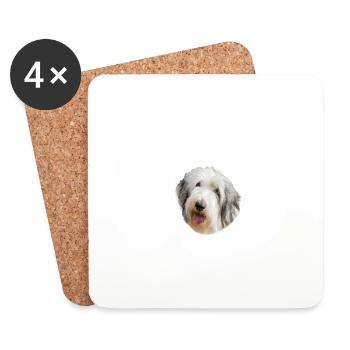 Vorsicht - Bissiges Frauchen Old English Sheepdog - Untersetzer (4er-Set) - Weiß - Vorne