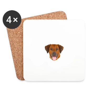 Vorsicht - Bissiges Frauchen - Rhodesian Ridgeback - Untersetzer (4er-Set) - Weiß - Vorne