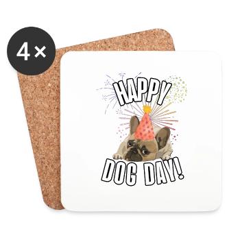 Bonne Journée internationale du chien - Dessous de verre (lot de 4) - blanc - Devant