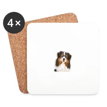 Vorsicht - Bissiges Frauchen - Australian Shepherd - Untersetzer (4er-Set) - Weiß - Vorne