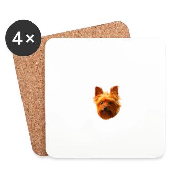 Vorsicht - Bissiges Frauchen - Yorkshire Terrier - Untersetzer (4er-Set) - Weiß - Vorne