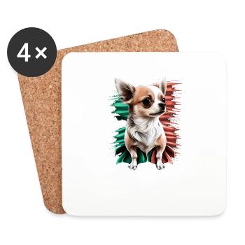 Chihuahua - Italien Flagge Italienisch Lustig Hund - Untersetzer (4er-Set) - Weiß - Vorne