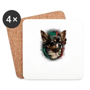 Chihuahua - Italien Flagge Italienisch Lustig Hund - Untersetzer (4er-Set) - Weiß - Vorne
