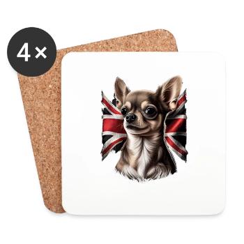 Chihuahua - Großbritannien England Flagge Farben - Untersetzer (4er-Set) - Weiß - Vorne