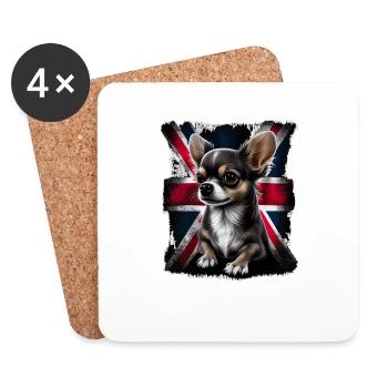 Chihuahua - Großbritannien England Flagge Farben - Untersetzer (4er-Set) - Weiß - Vorne