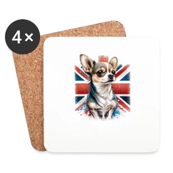 Chihuahua - Großbritannien England Flagge Farben - Untersetzer (4er-Set) - Weiß - Vorne