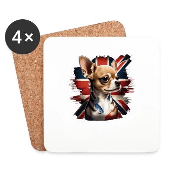 Chihuahua - Großbritannien England Flagge Farben - Untersetzer (4er-Set) - Weiß - Vorne