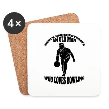 Bowling Skittles Bowler Bowling Club Bowling Club - Dessous de verre (lot de 4) - blanc - Devant
