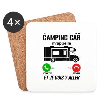 Camping-Car M'Appelle ! Je Dois Y Aller - Dessous de verre (lot de 4) - blanc - Devant
