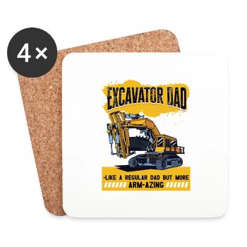 Lustiger Bagger und Baustelle Baggerfahrer - Untersetzer (4er-Set) - Weiß - Vorne
