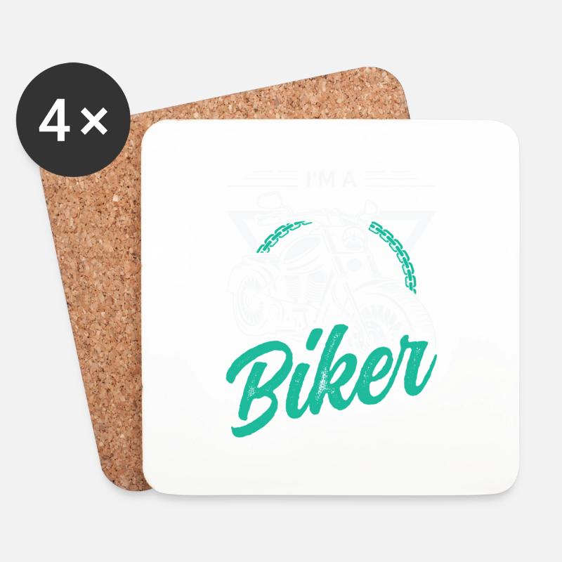 Ich bin ein Motorradfahrer Biker Motorrad Cruisen - Untersetzer (4er-Set) - Weiß