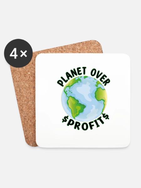Planet over profit - Umweltaktivist Klimawandel - Untersetzer (4er-Set) - Weiß