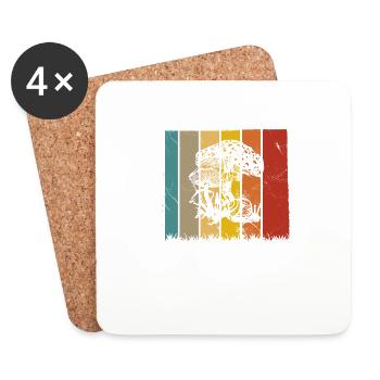Champignons Champignons Crapaud Crapaud Cadeau Rétro - Dessous de verre (lot de 4) - blanc - Devant