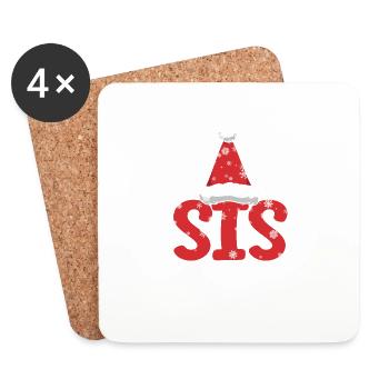 Big Sis Santa Sister Christmas Family Match - Dessous de verre (lot de 4) - blanc - Devant