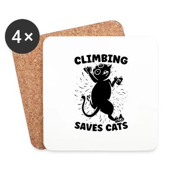 Climbing Saves Cats Bouldering Lover Rock Climber - Untersetzer (4er-Set) - Weiß - Vorne