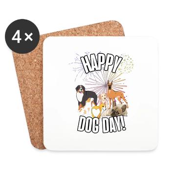 Bonne journée du chien - Dessous de verre (lot de 4) - blanc - Devant