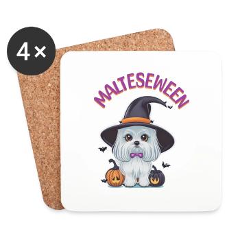 maltese halloween - Coasters (set of 4) - white - Front