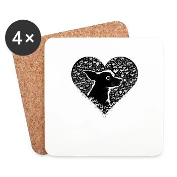 Chihuahua - Cute Dog Puppy Hearts Pink Girlie Rosa - Coasters (set of 4) - white - Front