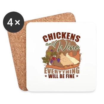 Chicken And Wine Quote - Coasters (set of 4) - white - Front