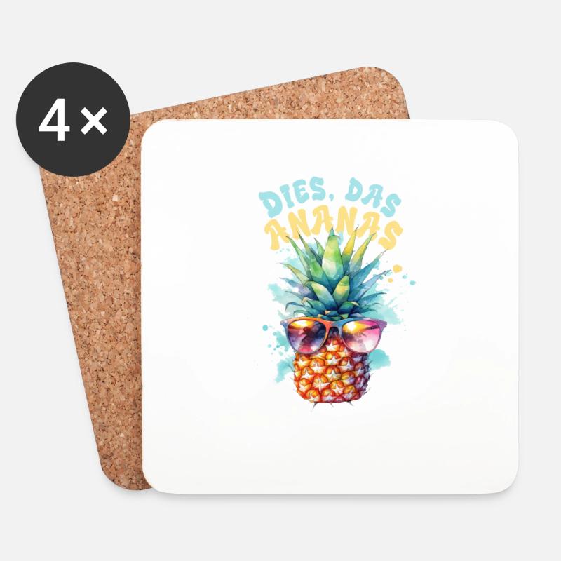 Dies und das Ananas - Untersetzer (4er-Set) - Weiß
