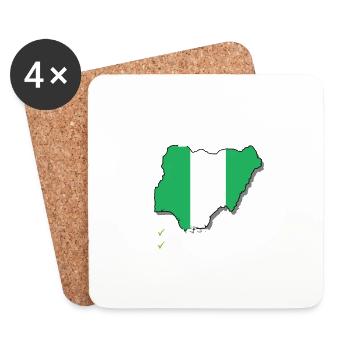 Nigéria Pays à destination Voyage Drapeau nigérian - Dessous de verre (lot de 4) - blanc - Devant