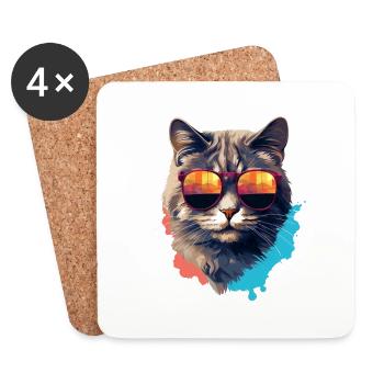 Urban Purrfection : du chat | Amoureux des chats - Dessous de verre (lot de 4) - blanc - Devant