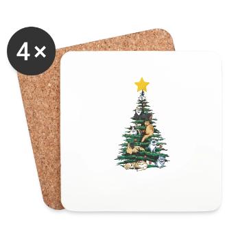 Drôle de chat arbre de Noël chat chat amoureux luxure - Dessous de verre (lot de 4) - blanc - Devant