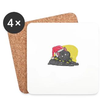 Meowy Christmas Catmas Cat Cute Kitten - Coasters (set of 4) - white - Front