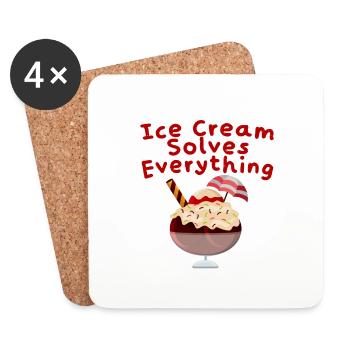 Ice Cream Solves Everything 4 - Untersetzer (4er-Set) - Weiß - Vorne