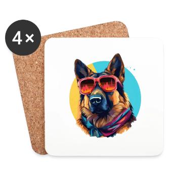 Urban Guardian: Sheepdog street vibes - Coasters (set of 4) - white - Front