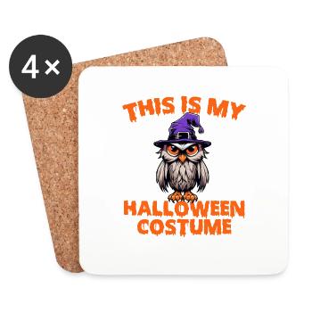 Das ist mein Halloween-Kostüm Eule für Kinder - Untersetzer (4er-Set) - Weiß - Vorne