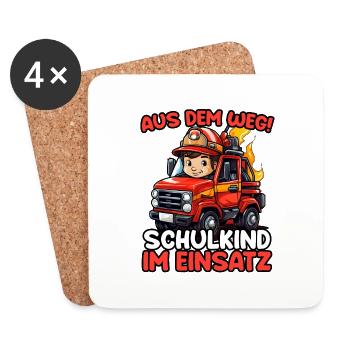 Aus Dem Weg! Einschulung Jungen Kinder Schulanfang - Untersetzer (4er-Set) - Weiß - Vorne