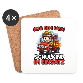 Aus Dem Weg! Einschulung Jungen Kinder Schulanfang - Untersetzer (4er-Set) - Weiß - Vorne
