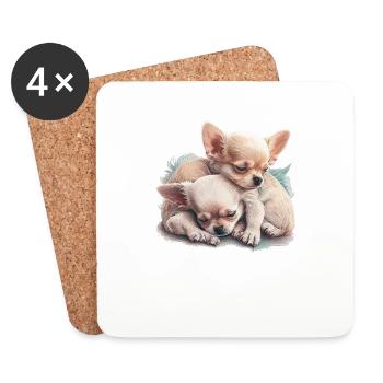 Chihuahua Welpen - Niedliche kleine Hunde Liebe - Untersetzer (4er-Set) - Weiß - Vorne