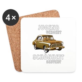 AUTO JUGEND VERGEHT SCHÖNHEIT BESTEHT - Untersetzer (4er-Set) - Weiß - Vorne