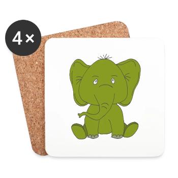 Green Elephant - Coasters (set of 4) - white - Front