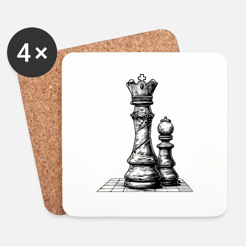 Der König und sein Bauer - Untersetzer (4er-Set) - Weiß