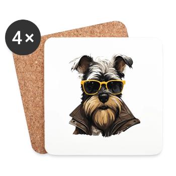 Streetwear Whiskers: miniature schnauzer style - Coasters (set of 4) - white - Front