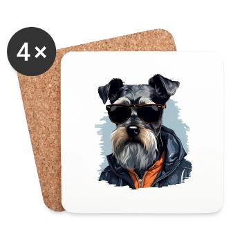 Streetwear Whiskers: miniature schnauzer style - Coasters (set of 4) - white - Front