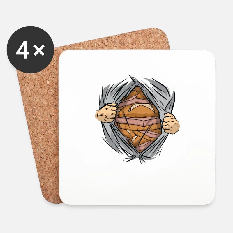 Leberkäse Geheimnis Fleischkäse Brötchen - Untersetzer (4er-Set) - Weiß