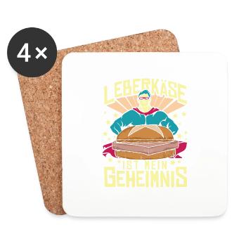 Leberkäse Geheimnis Fleischkäse Brötchen - Untersetzer (4er-Set) - Weiß - Vorne