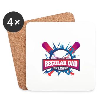 Carte de baseball Papa comme un père ordinaire mais dessin-certains - Dessous de verre (lot de 4) - blanc - Devant