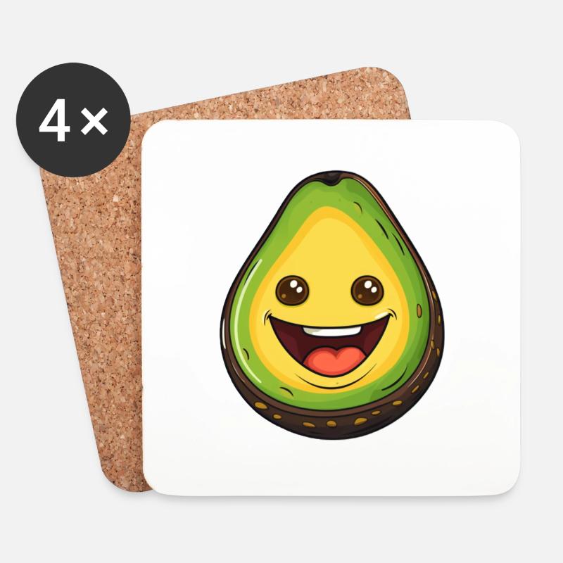Happy Avocado - Untersetzer (4er-Set) - Weiß