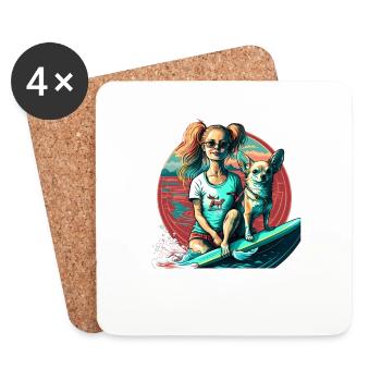 Chihuahua | SUP Stand Up Paddling Surf Fille Eau - Dessous de verre (lot de 4) - blanc - Devant
