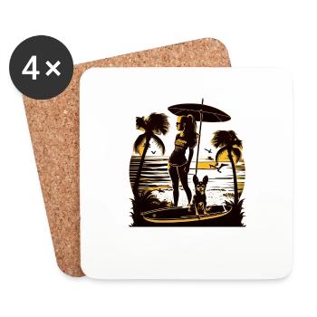 Chihuahua | SUP Stand Up Paddling Surf Fille Eau - Dessous de verre (lot de 4) - blanc - Devant