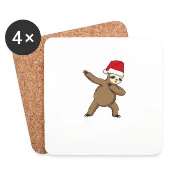 Dabbing Weihnachtsmann Faultier Frohe Faultier - Untersetzer (4er-Set) - Weiß - Vorne
