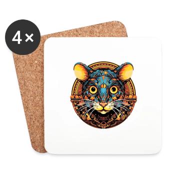 Cheddar Cheese Mouse - Coasters (set of 4) - white - Front