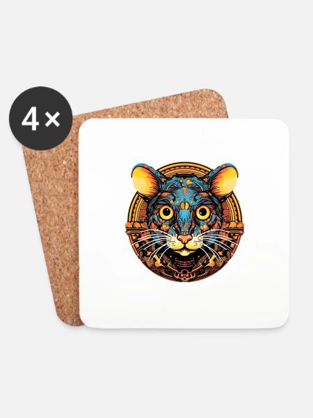 Cheddar Cheese Maus - Untersetzer (4er-Set) - Weiß